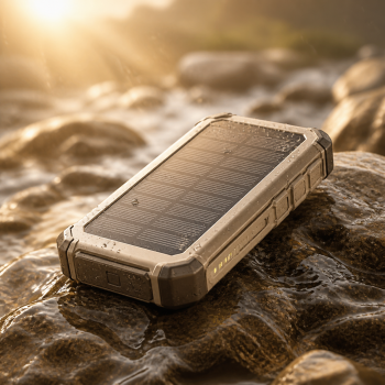 پاوربانک ضد آب خورشیدی 16000mAh برند ی وایرسیشس در فضای طبیعت‌گردی؛ مناسب کوهنوردی و شارژ در محیط خارج از منزل