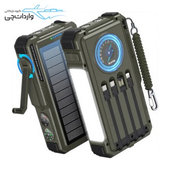 پاور بانک خورشیدی هندلی ضد آب 20000mAh فست شارژ مجهز ، وایرلس
